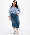 Jupe en jean longue en denim stretch femme grande taille[MISSING]